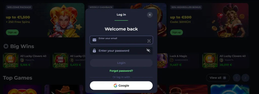 Registro en el casino JokaBet